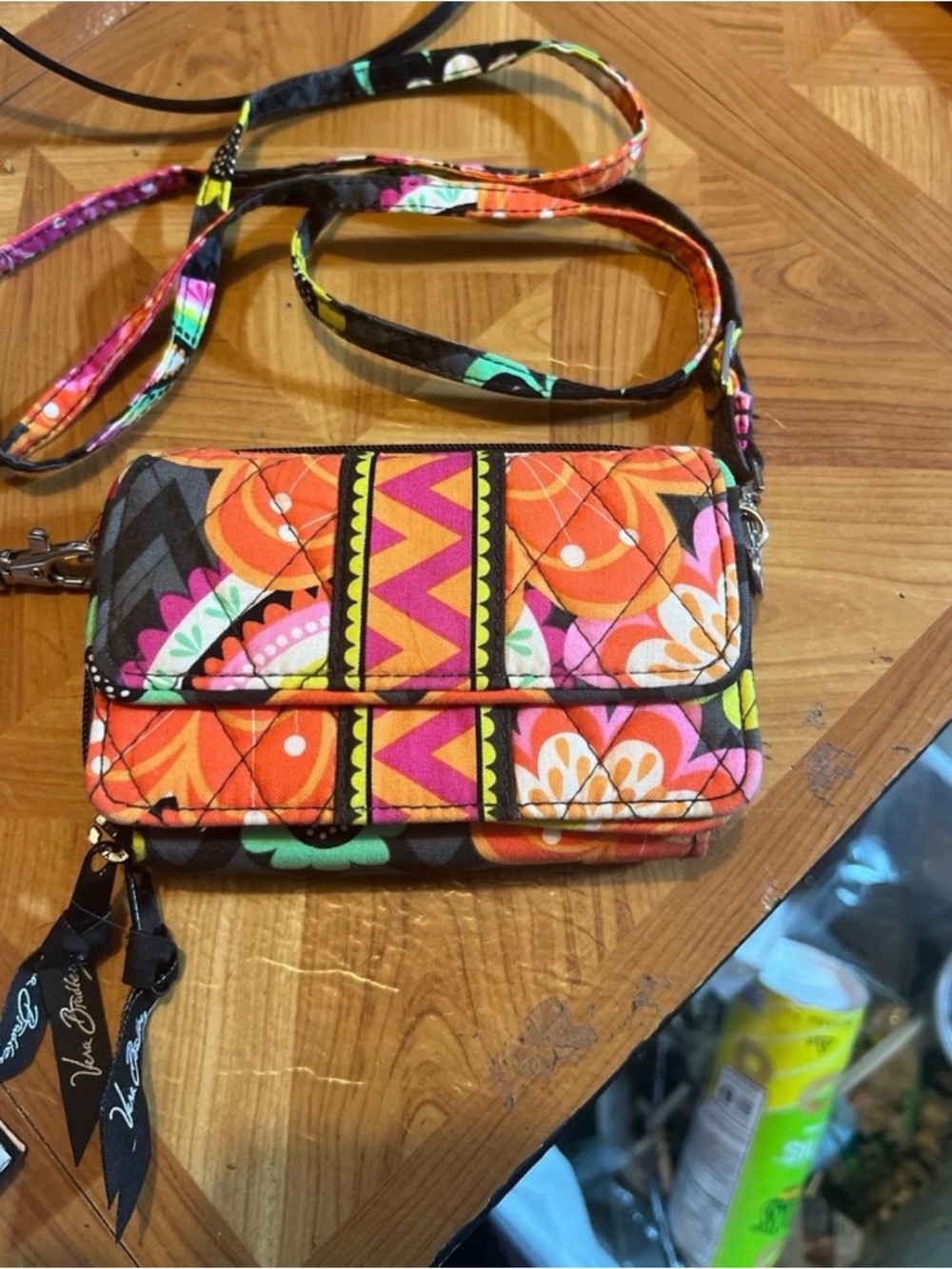 Quilted Floral Crossbody Bag in Orange and Pink